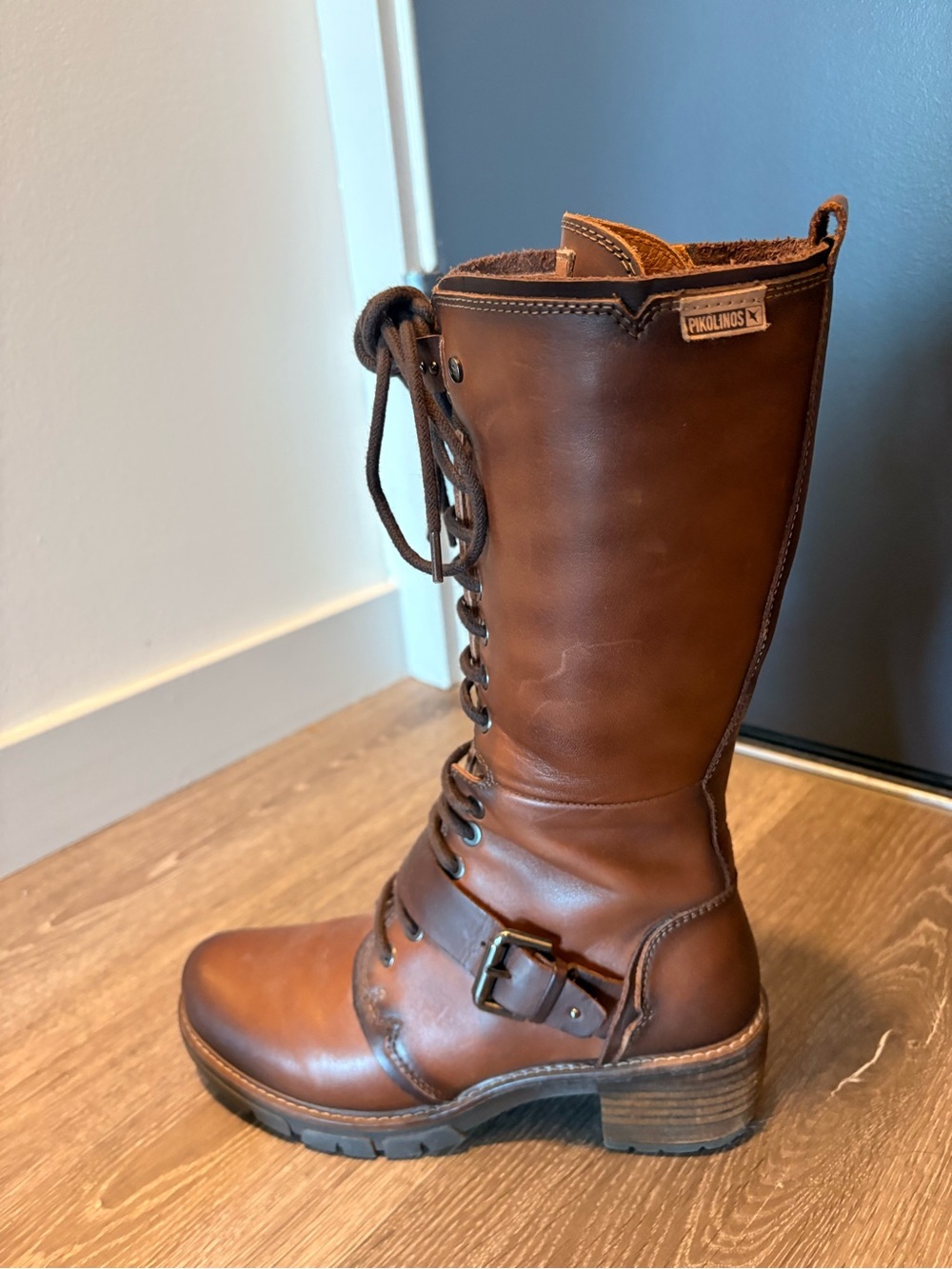 PIKOLINOS Chestnut Brown Tall Lace-Up Leather Boots - Picture 5 of 7